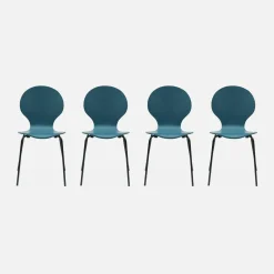 Set of 4 retro wooden stacking chairs