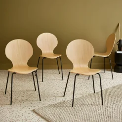 Set of 4 retro wooden stacking chairs