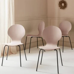 Set of 4 retro wooden stacking chairs