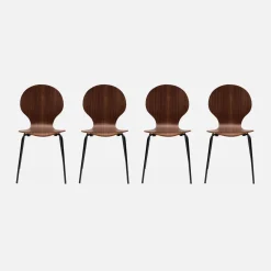 Set of 4 retro wooden stacking chairs
