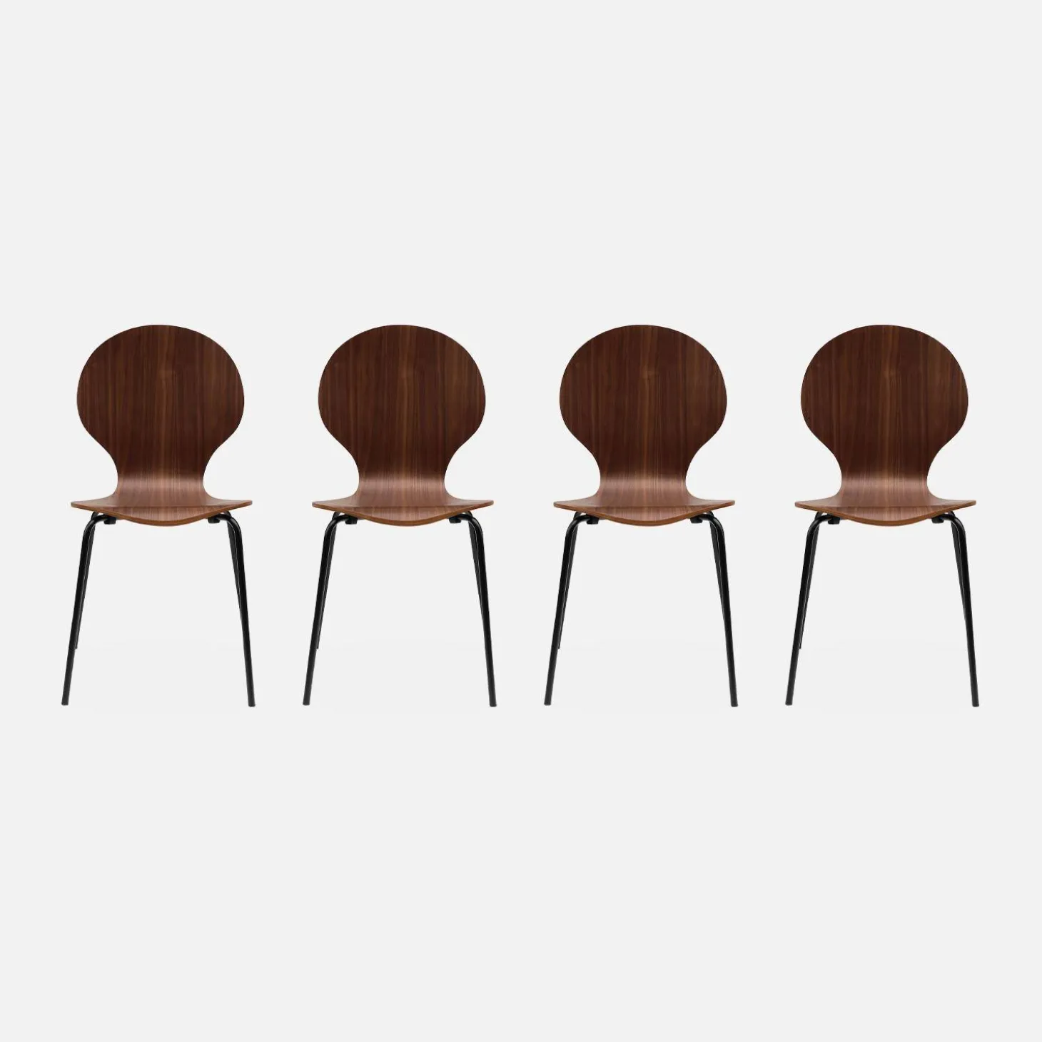 Set of 4 retro wooden stacking chairs