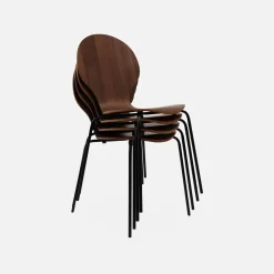 Set of 4 retro wooden stacking chairs