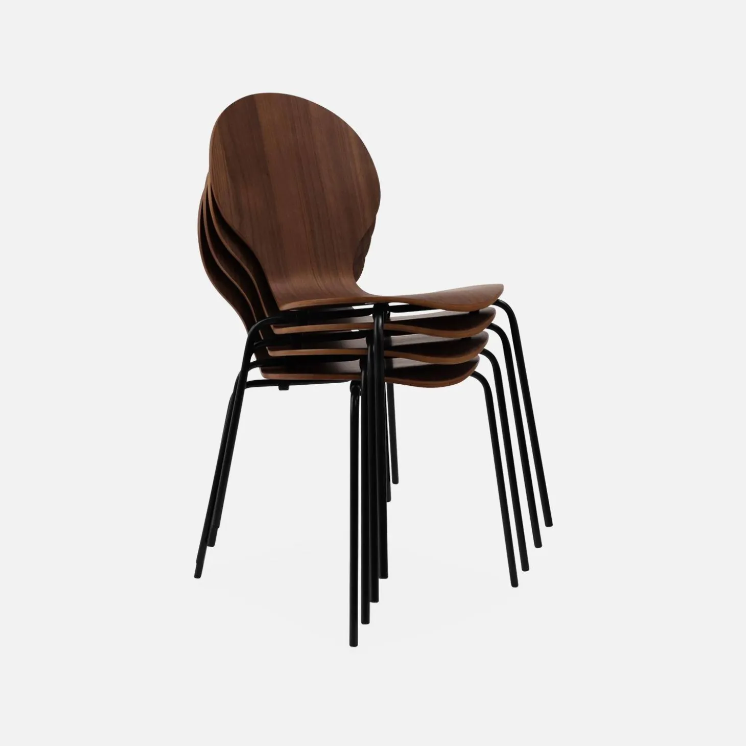 Set of 4 retro wooden stacking chairs
