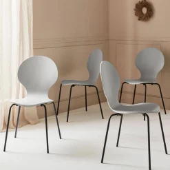Set of 4 retro wooden stacking chairs