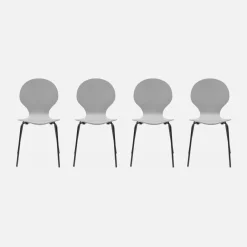 Set of 4 retro wooden stacking chairs