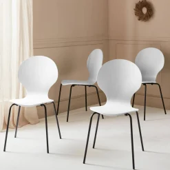 Set of 4 retro wooden stacking chairs