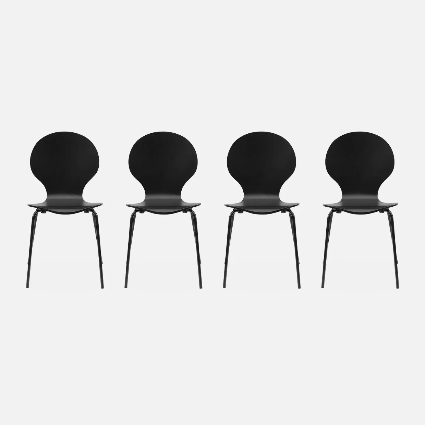 Set of 4 retro wooden stacking chairs