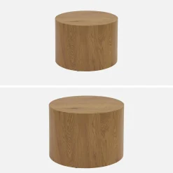 Set of 2 round nesting coffee tables wood effect