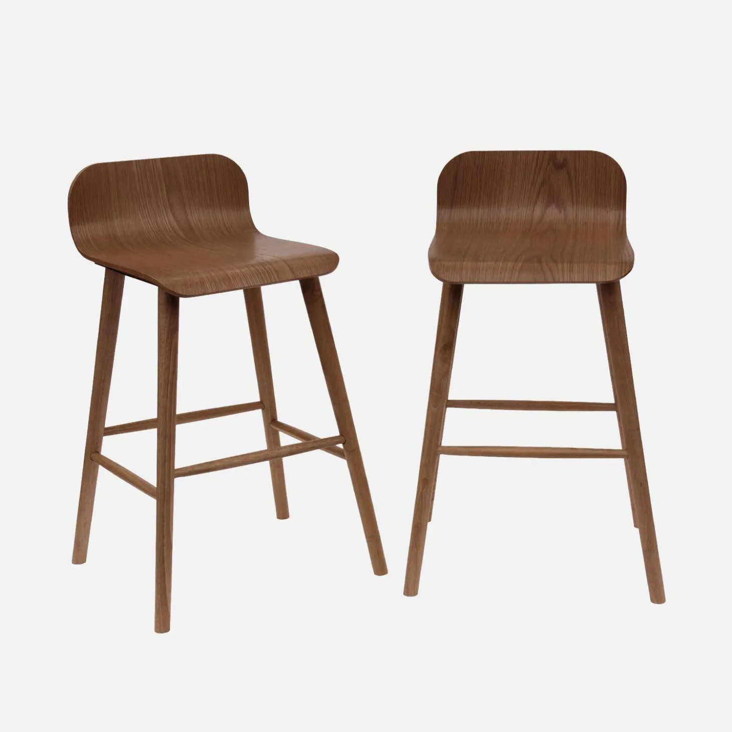 Set of 2 scandinavian bar stools in rubberwood