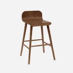 Set of 2 scandinavian bar stools in rubberwood