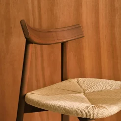 Set of 2 Scandinavian chairs in rubberwood with rope seat