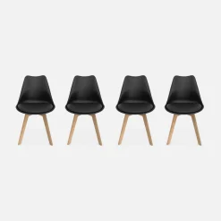 Set of 4 scandi-style dining chairs with wooden legs
