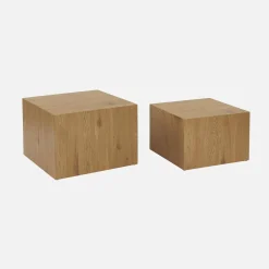 Set of 2 square wood effect nesting coffee tables