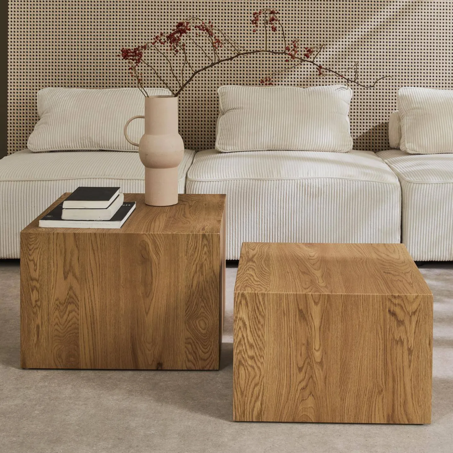 Set of 2 square wood effect nesting coffee tables