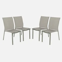 Set of 4 stackable aluminium garden chairs