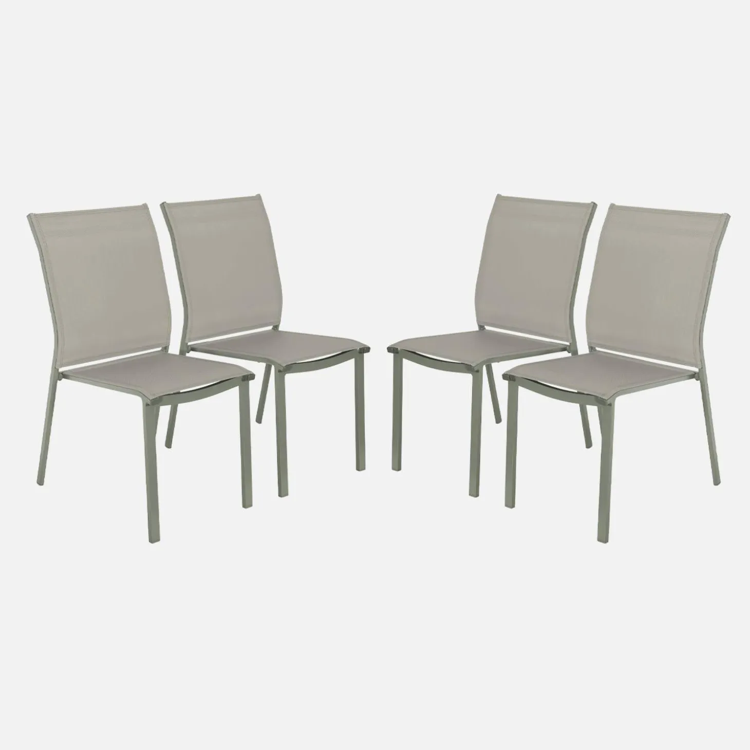 Set of 4 stackable aluminium garden chairs
