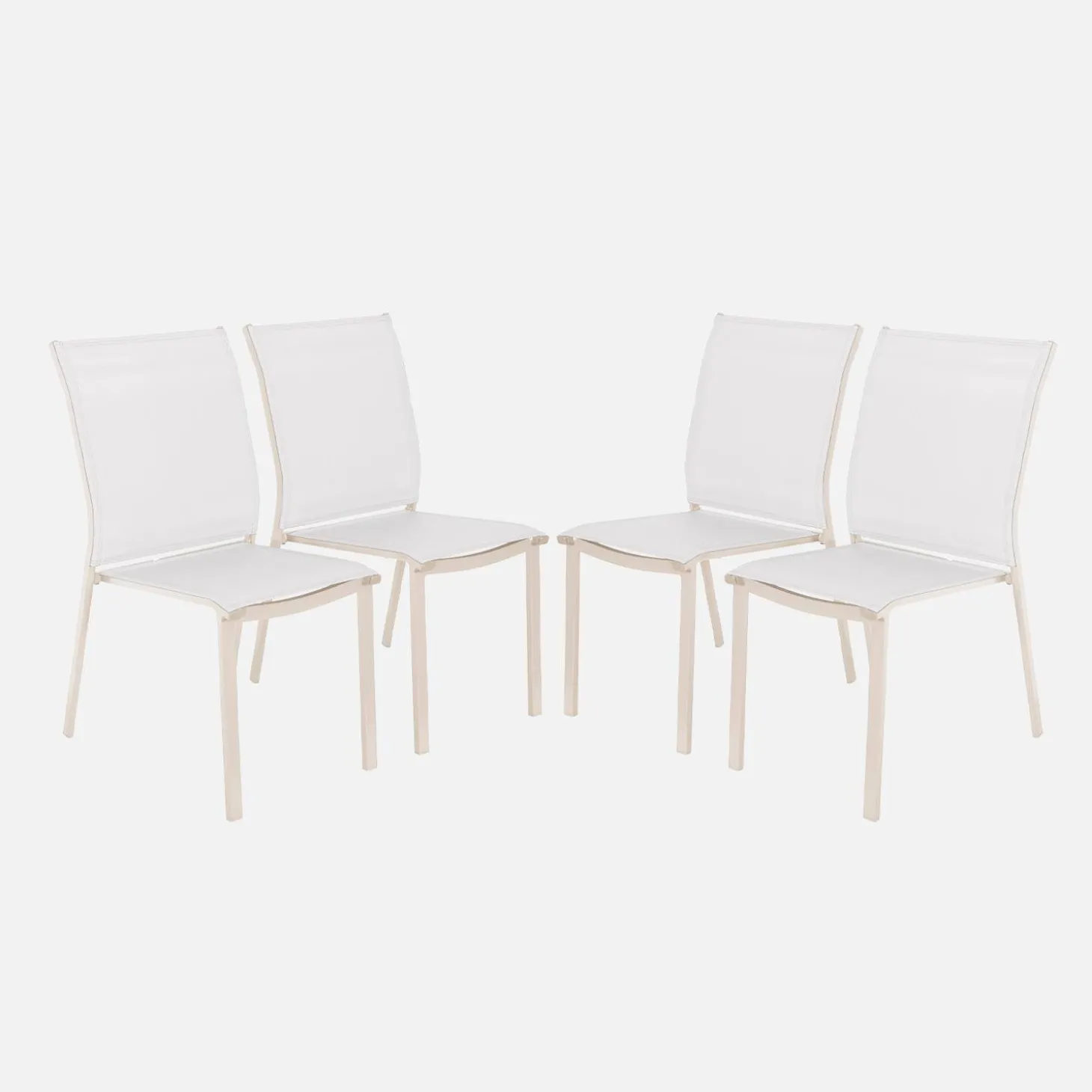 Set of 4 stackable aluminium garden chairs