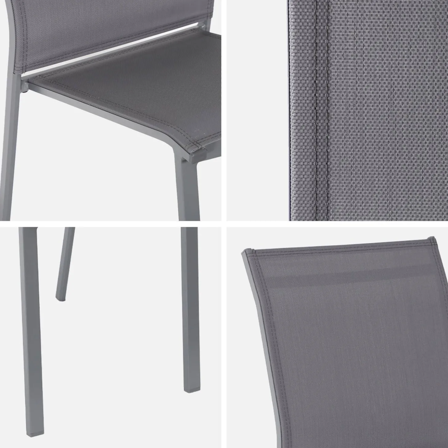 Set of 4 stackable aluminium garden chairs