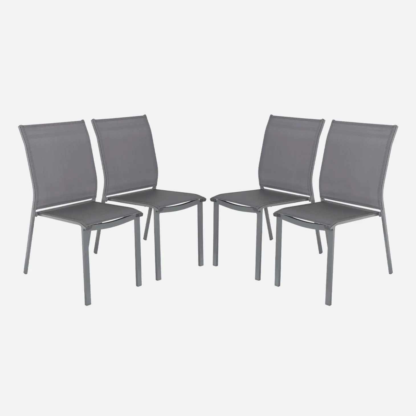 Set of 4 stackable aluminium garden chairs