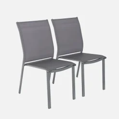 Set of 2 stackable aluminum garden chairs