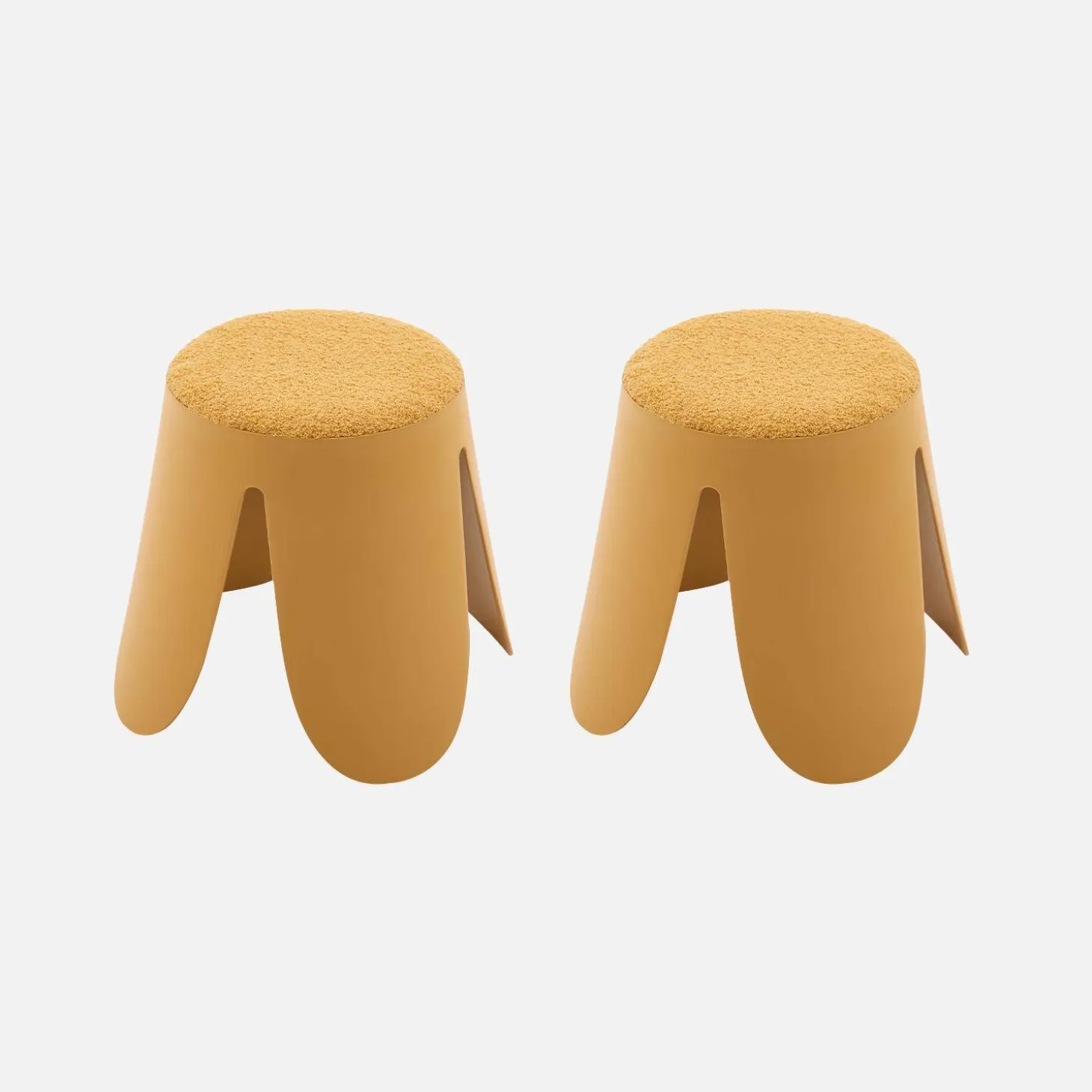 Set of 2 stackable children's stools in polypropylene and textured boucle