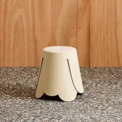 Set of 2 stackable children's stools in polypropylene and textured boucle