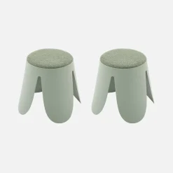Set of 2 stackable children's stools in polypropylene and textured boucle
