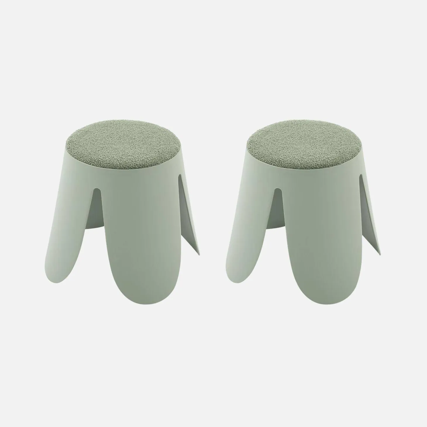 Set of 2 stackable children's stools in polypropylene and textured boucle