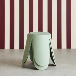 Set of 2 stackable children's stools in polypropylene and textured boucle