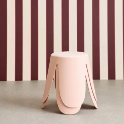 Set of 2 stackable children's stools in polypropylene and textured boucle