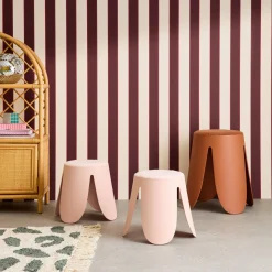 Set of 2 stackable children's stools in polypropylene and textured boucle