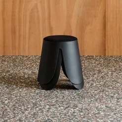 Set of 2 stackable children's stools in polypropylene and textured boucle