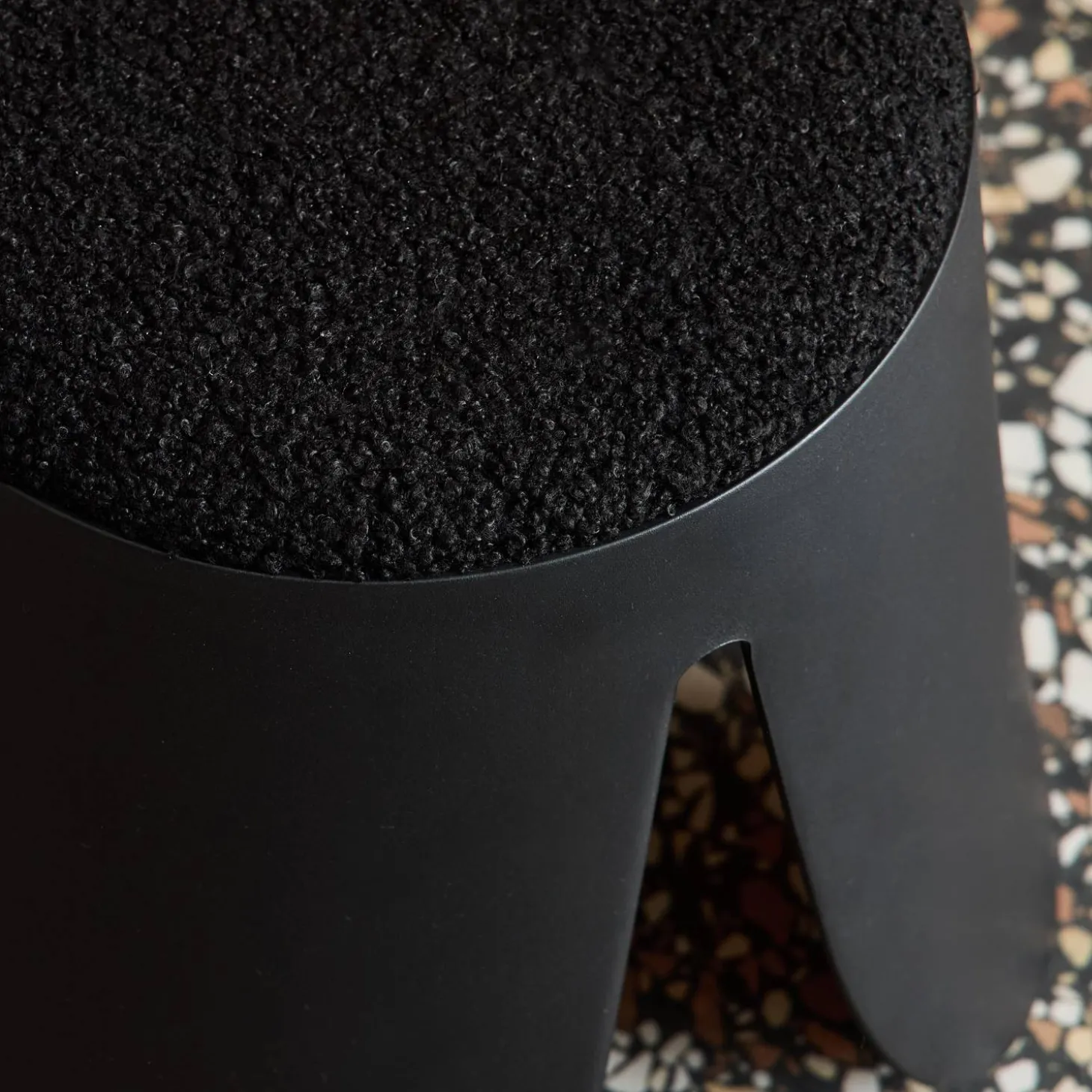Set of 2 stackable children's stools in polypropylene and textured boucle