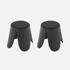 Set of 2 stackable children's stools in polypropylene and textured boucle