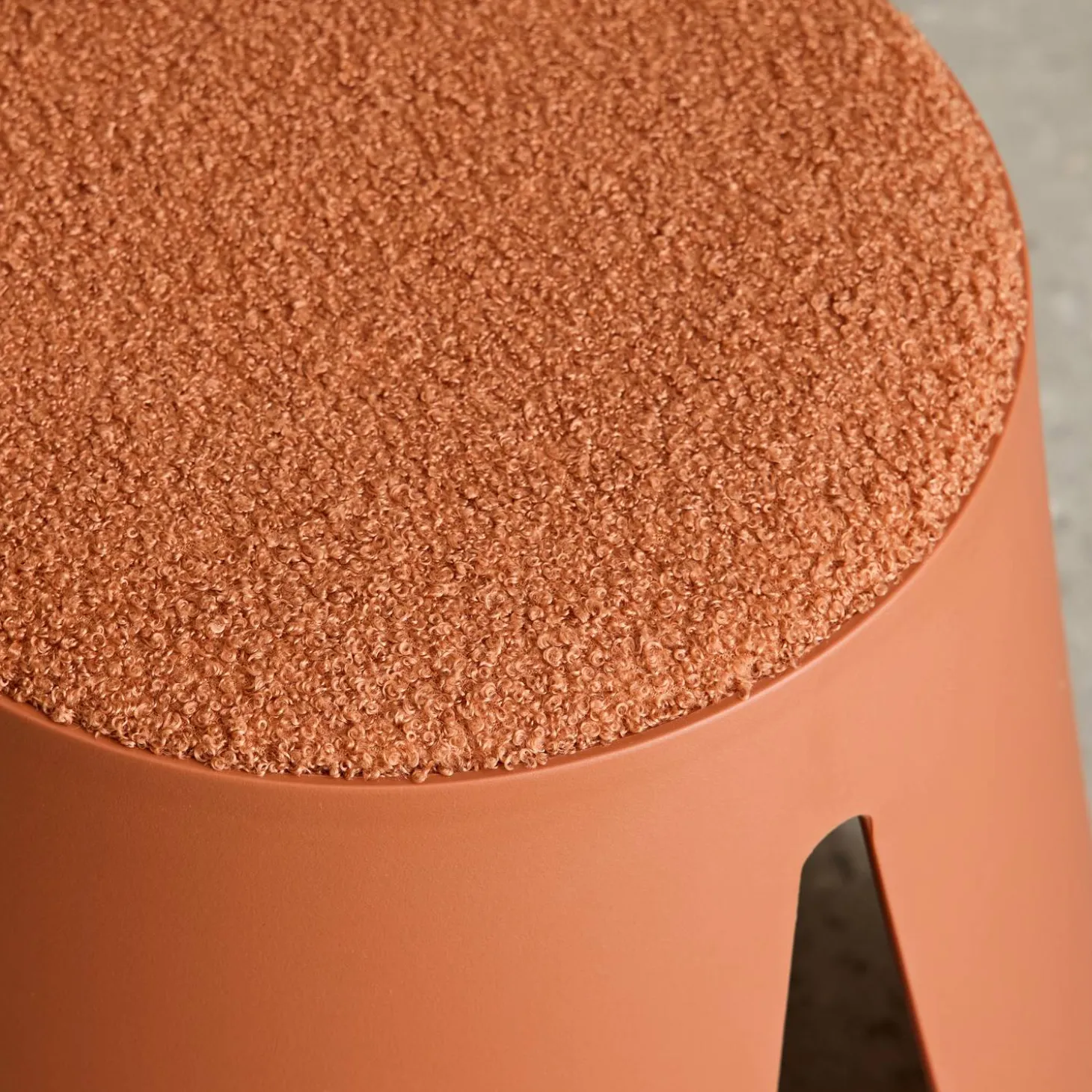 Set of 2 stackable children's stools in polypropylene and textured boucle
