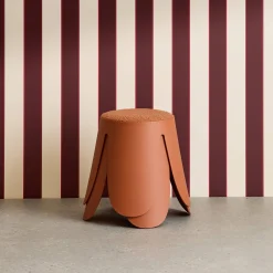 Set of 2 stackable children's stools in polypropylene and textured boucle