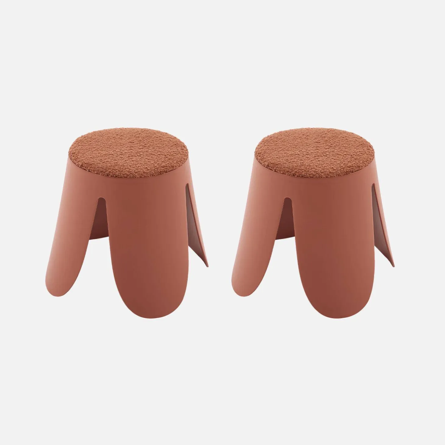 Set of 2 stackable children's stools in polypropylene and textured boucle