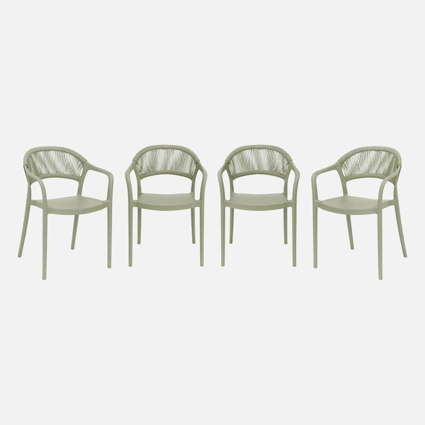 Set of 4 stackable garden chairs with rope effect