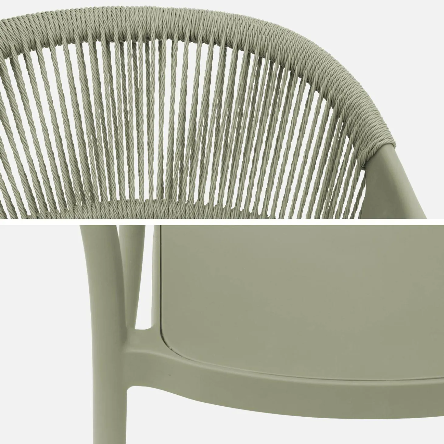 Set of 4 stackable garden chairs with rope effect