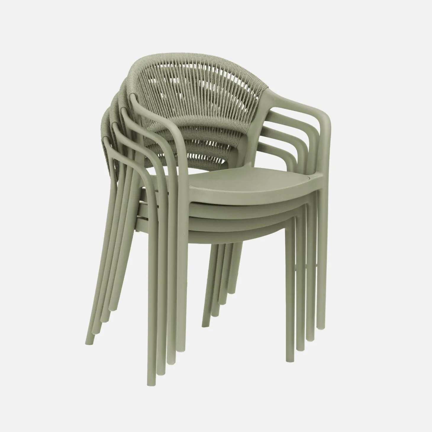 Set of 4 stackable garden chairs with rope effect