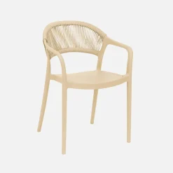 Set of 4 stackable garden chairs with rope effect