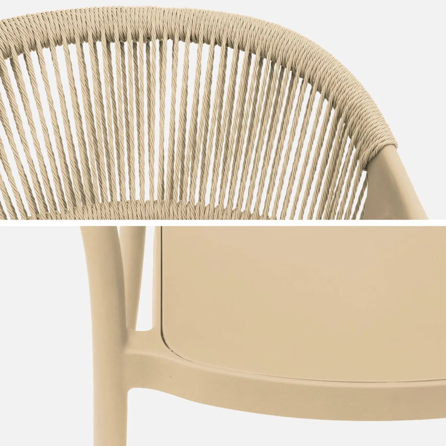 Set of 4 stackable garden chairs with rope effect