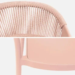 Set of 4 stackable garden chairs with rope effect