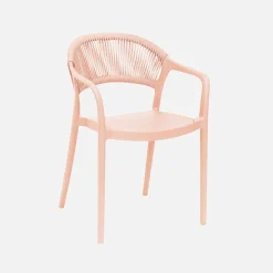 Set of 4 stackable garden chairs with rope effect