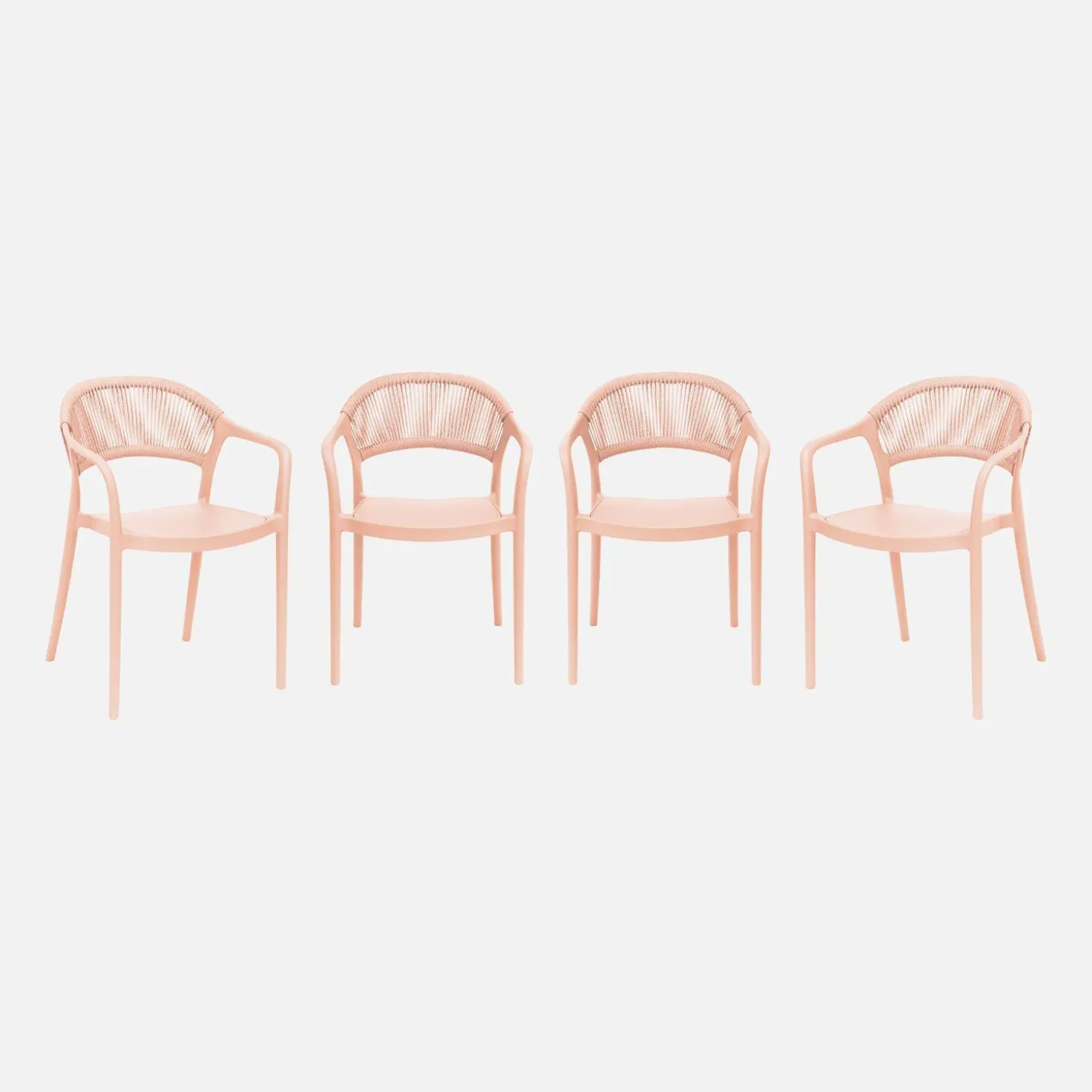 Set of 4 stackable garden chairs with rope effect