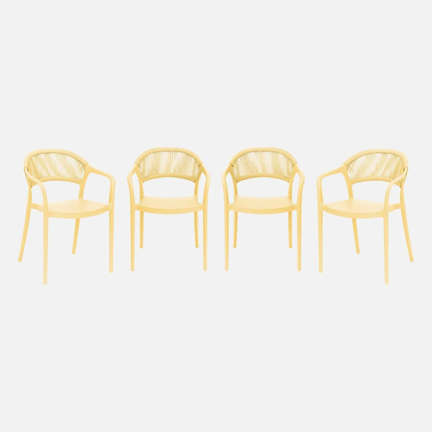 Set of 4 stackable garden chairs with rope effect