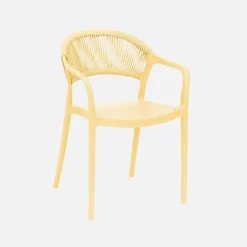 Set of 4 stackable garden chairs with rope effect