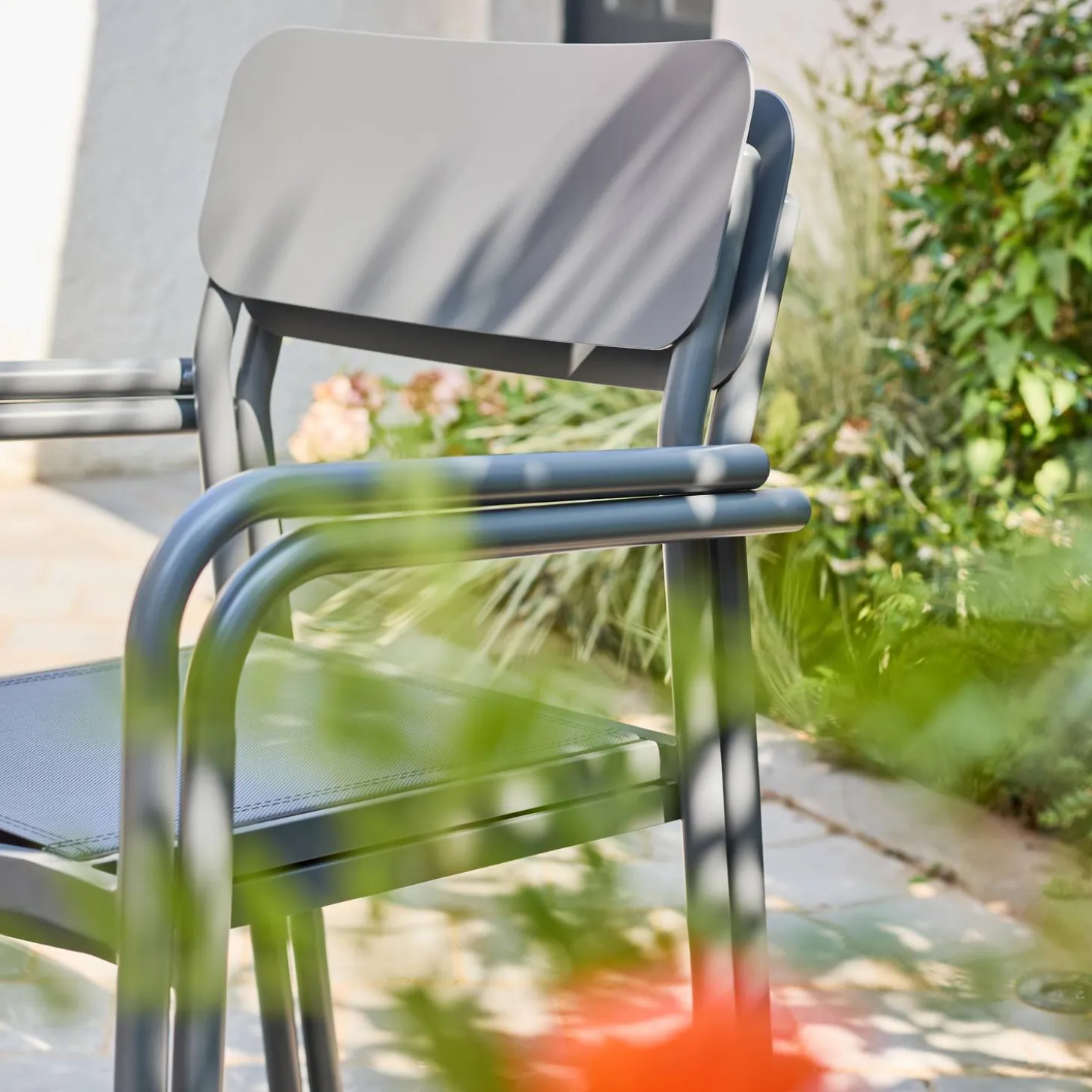 Set of 4 stackable garden chair aluminum