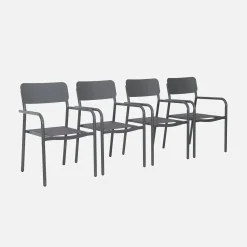 Set of 4 stackable garden chair aluminum