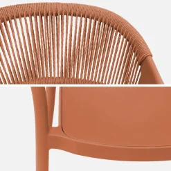 Set of 4 stackable garden chairs with rope effect